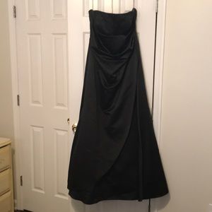 Black Strapless A-line Beaded Gown